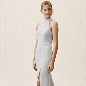 BHLDN Anthropologie maxi formal dress gray with slit new with tags size 0